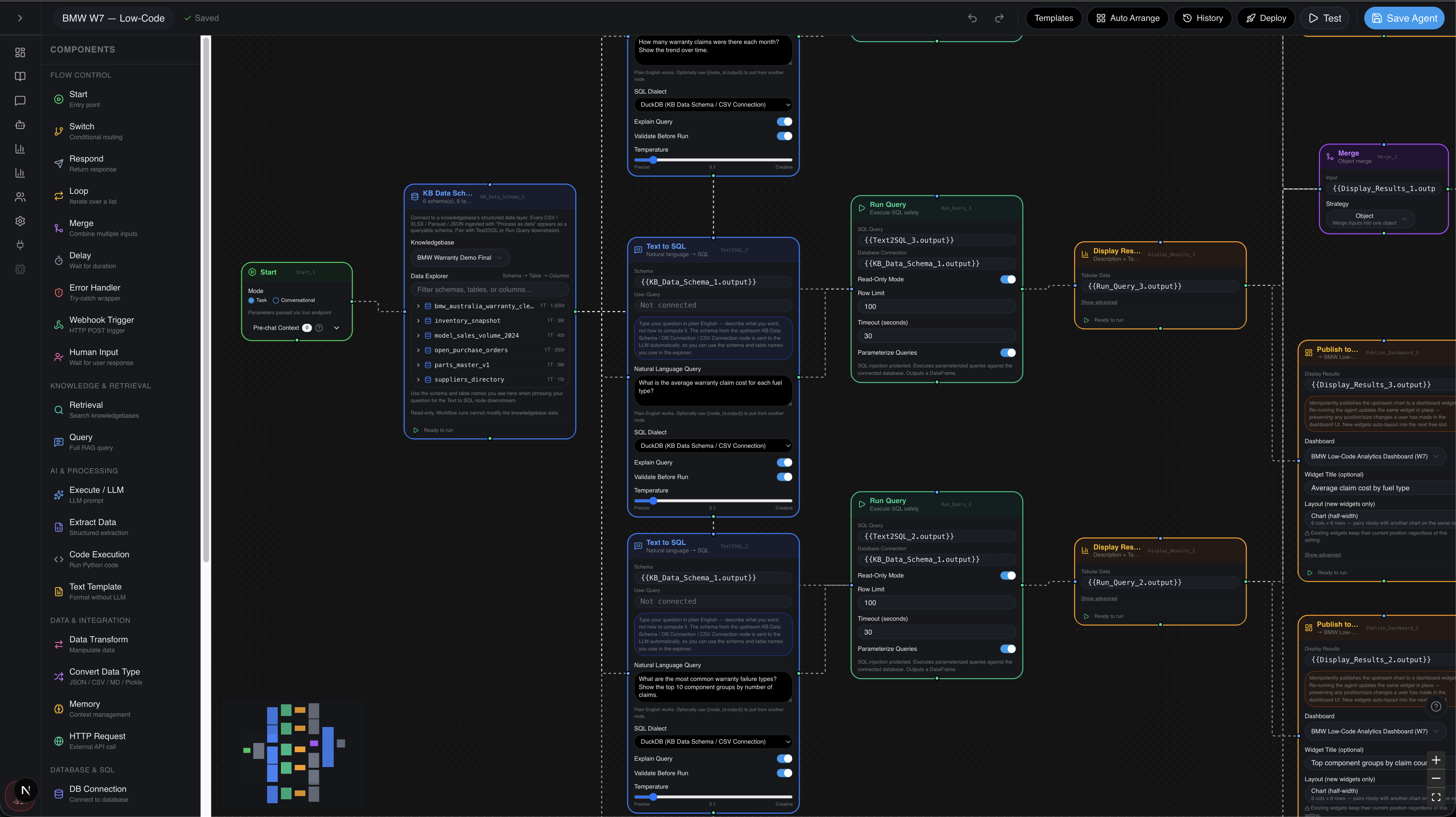 Certant Agent Builder — BMW W7 Low-Code workflow